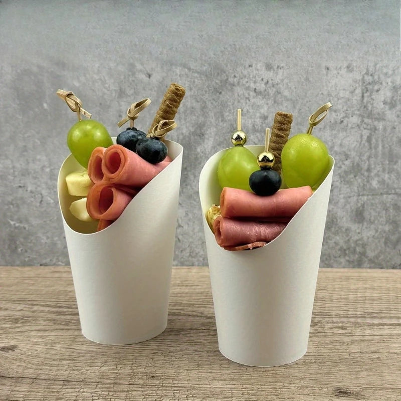 50/100PCS Disposable French Fries Cups Kraft Paper Snack Cups Ice Cream Waffles Dessert Catering Party Food Containers Supplies
