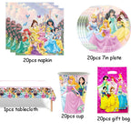 Princess Party Supplies Birthday Disposable Tableware Set  Tablecloth Paper  Plate Napkin for Kid Girl Birthday Supplies