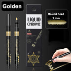 1Pcs Chrome Mirror Marker Pen 0.7mm 1mm 2mm DIY Reflective Paint Pen Permanent Gold Silver Copper Marker Model Painting Marking