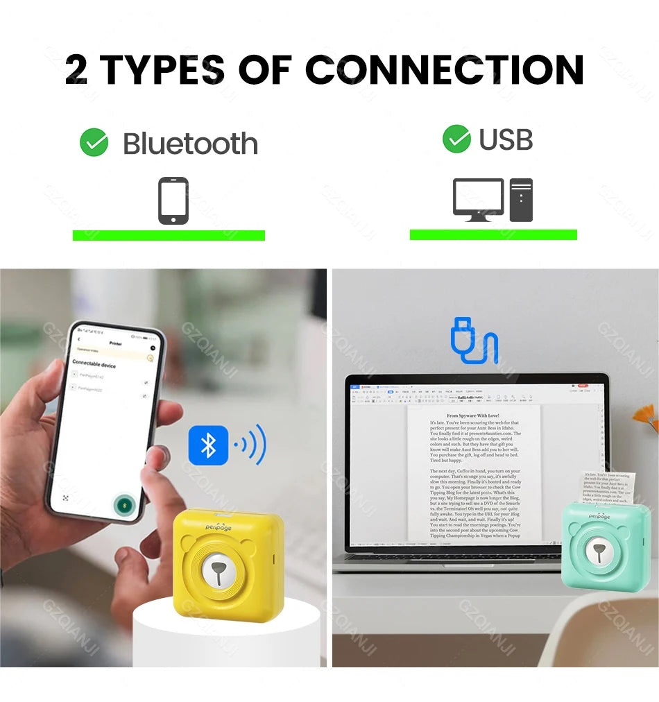 9 Colors Peripage A6 304DPI Mini Photo Printer Notes Sticker Label Printing Machine Bluetooth Portable Wireless Printer Marker