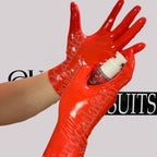 Latex Hooded Mask rubber Bondagi Restraints latex Gloves seamless latex men  Catsuit Fetish latex gloves rubber male