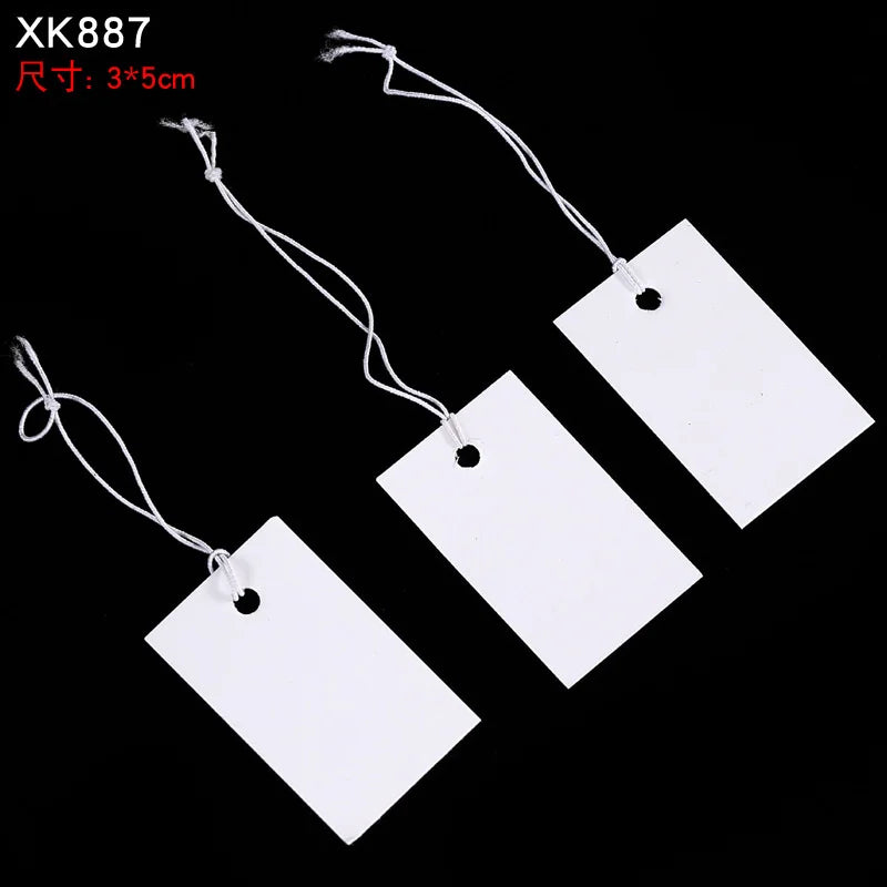 100pcs Jewelry and Jewelry Small Tags DIY Blank Hanging Rope Small Hang Tags Cowhide Elastic Thread Hanging Tags Price Tag