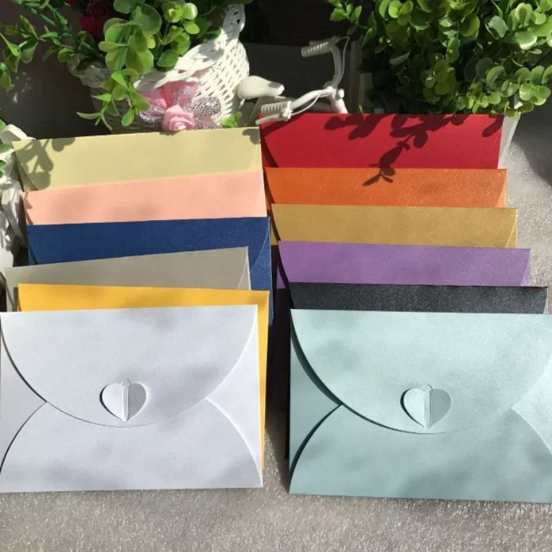 20pcs Colored pearlescent Envelope Thick Cardboard Small Foldable DIY Paper Envelopes Self Locking Buckle Letter Gift Card Cover