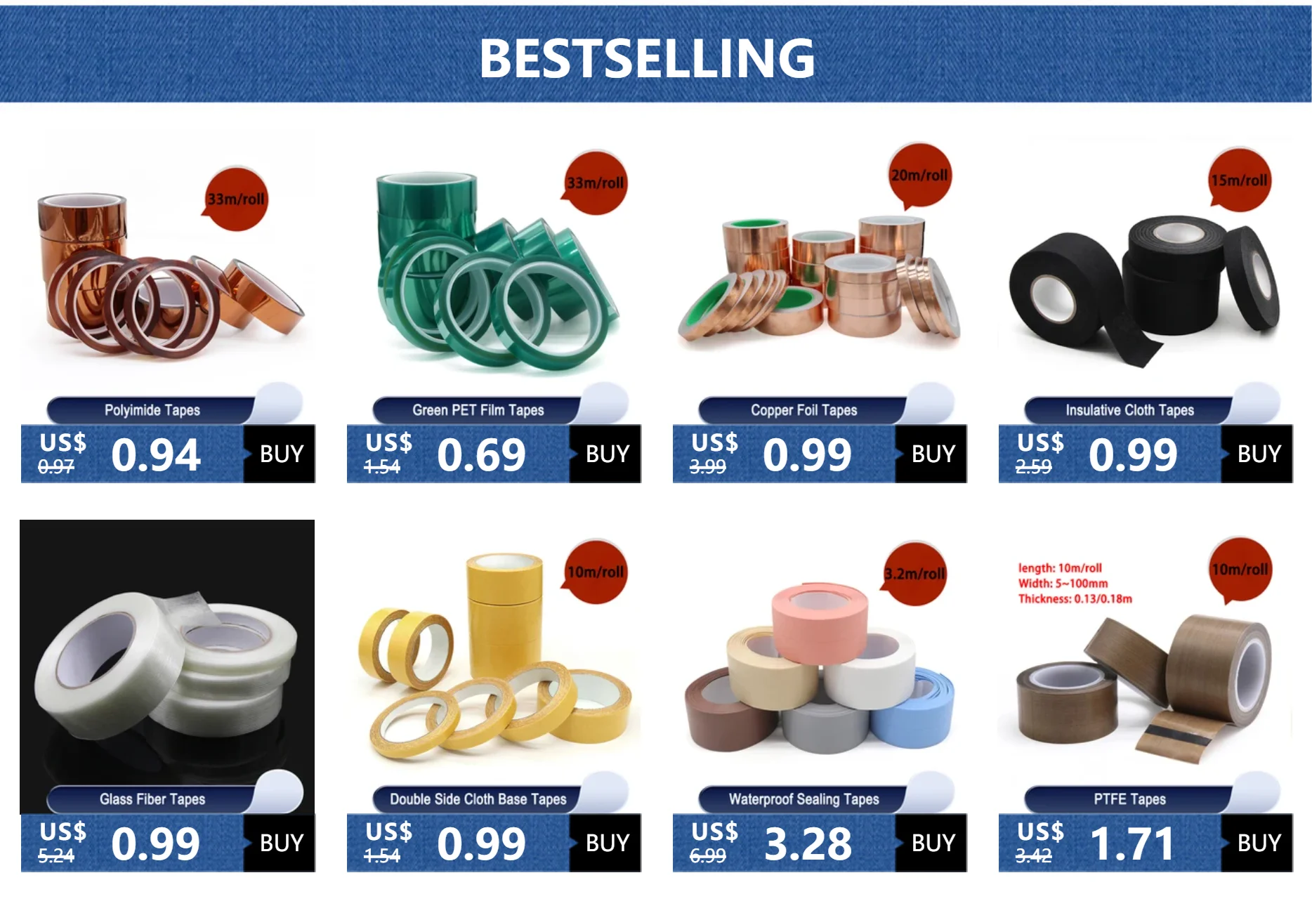 50m/roll Strong Glass Fiber Tape Industrial Strapping Packaging Fixed Seal Transparent Striped Single Side Adhesive Tapes