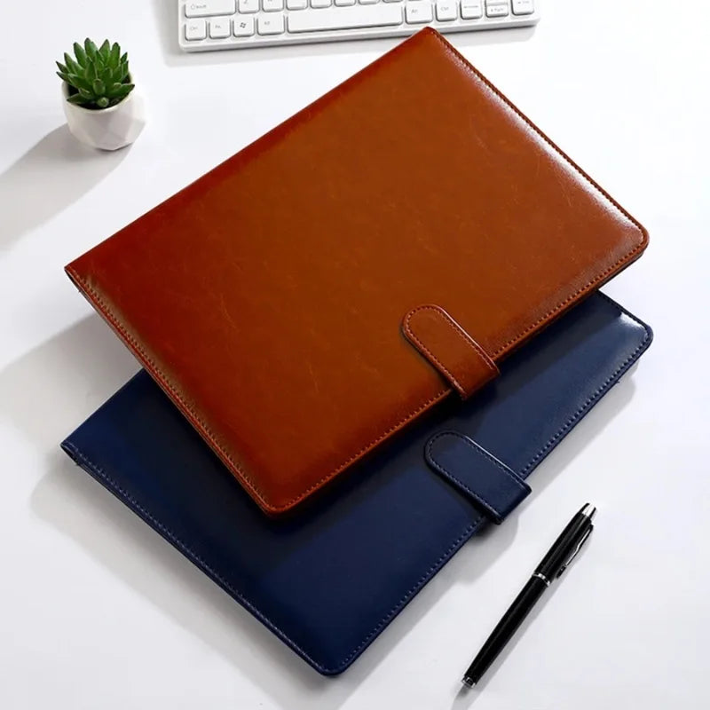1PC A4 Size Texture PU Leather Multi-Functional Business Folder with Clip Pen Holder And Card Slots for Office Sales Bank Meetin