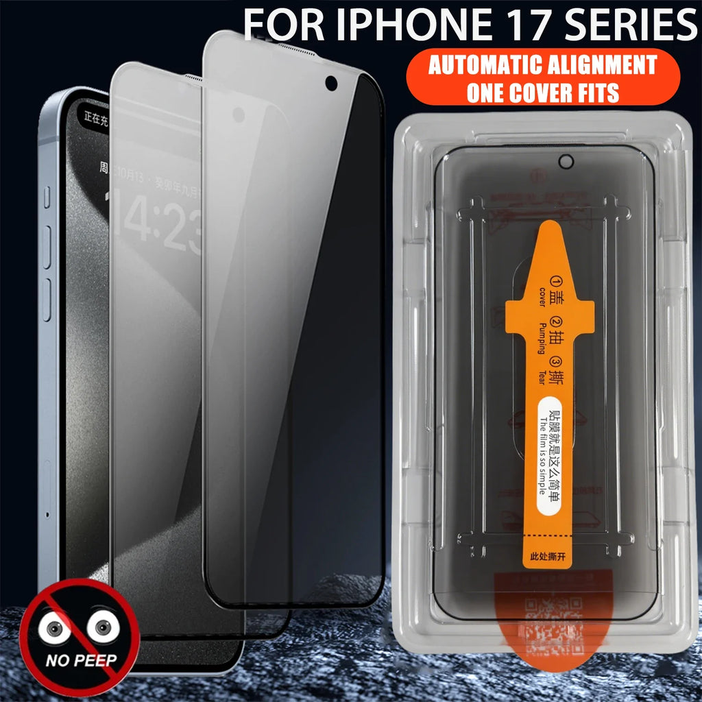 Easy Install Tempered Glass Privacy Screen Protectors for IPhone 17/17 Air/17 Pro/17 ProMax Anti-spy Auto Alignment Kit Film