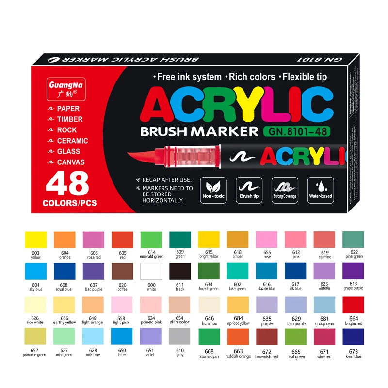 GN 12-120 Colors Acrylic Paint Pens Markers Brush Tip Paint Markers For Rock Painting Wood Canvas Stone,Festival Gift DIY Crafts