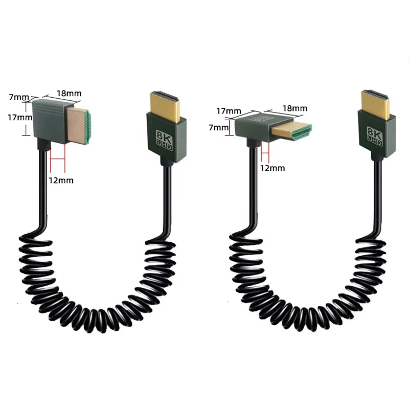 8K UHD Cable High Speed HDMI-compatible Mini/Micro HDMI-compatible Coiled Cord for HDTV Laptop PC PS4 Camera DV Monitor Display