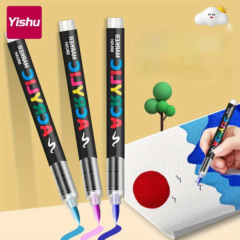 12/24/36/48Colors/set Acrylic Marker Pen Paint Brush Pen Painting Coloring Pen DIY Graffiti Art Making School and Office Supplie