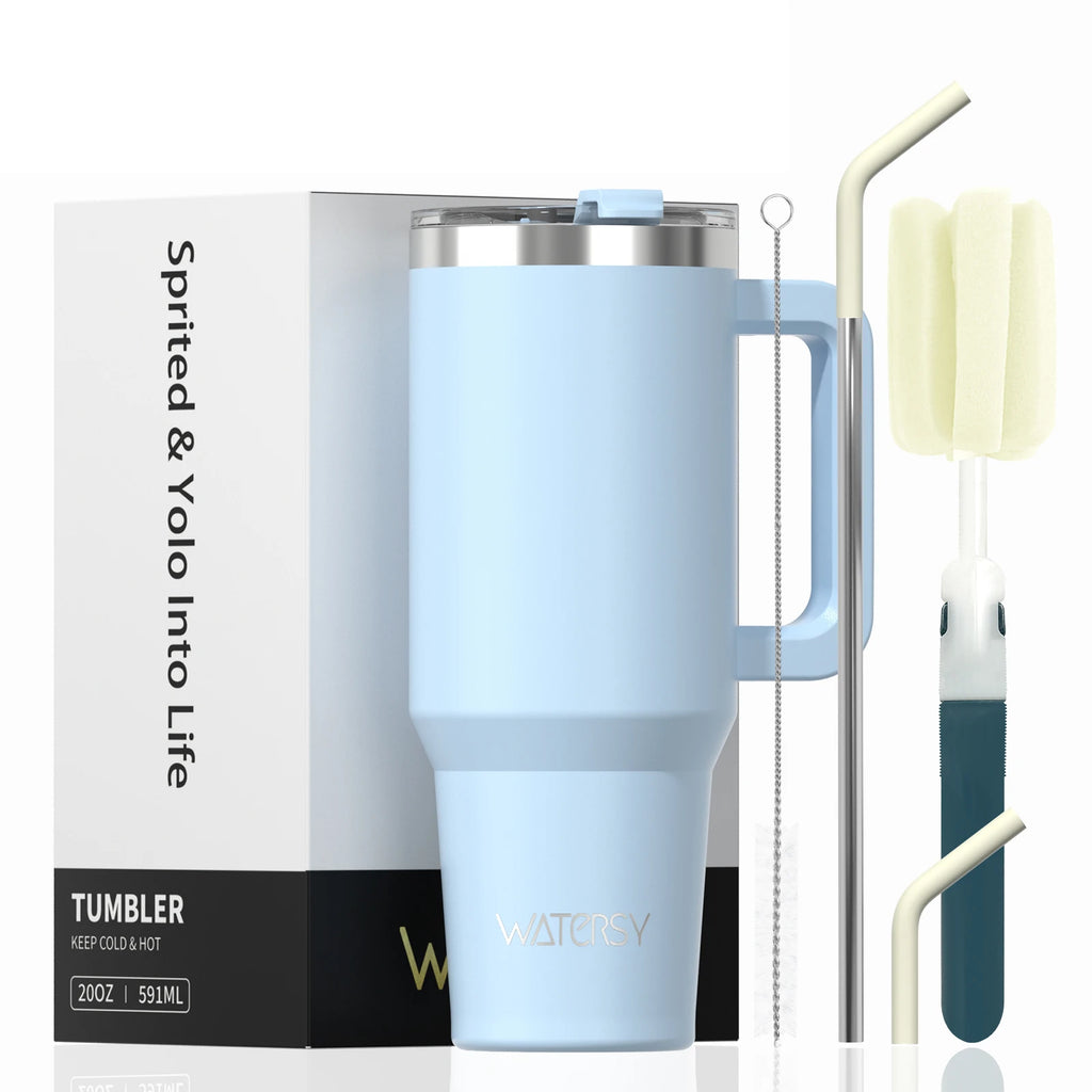 WATERSY Large Capacity 30/40oz Stainless Steel Tumbler with Handle And Straw Double Vacuum Insulated Thermal Coffee Mug