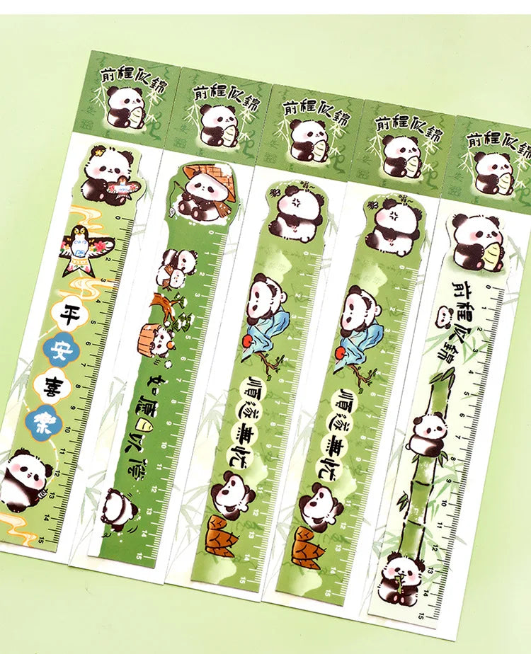 Cute Panda Magnetic Bookmark Ruler Student Creative Flexible Ruler 15cm Cartoon Rabbit Bear Capybara Magnetic Straight Ruler