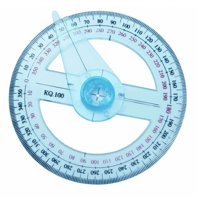 1 Circular Dia.10cm Transparent Plastic 360 Degree Pointer Protractor Ruler Angle For School Office Drafting Supplies Protractor