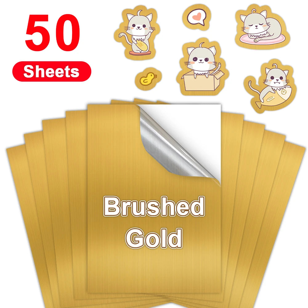 50 Sheets A4 Transparent Printable Vinyl Sticker Paper Glossy White Self-Adheisve Copy Paper for Inkjet Printer DIY Crafts Tapes