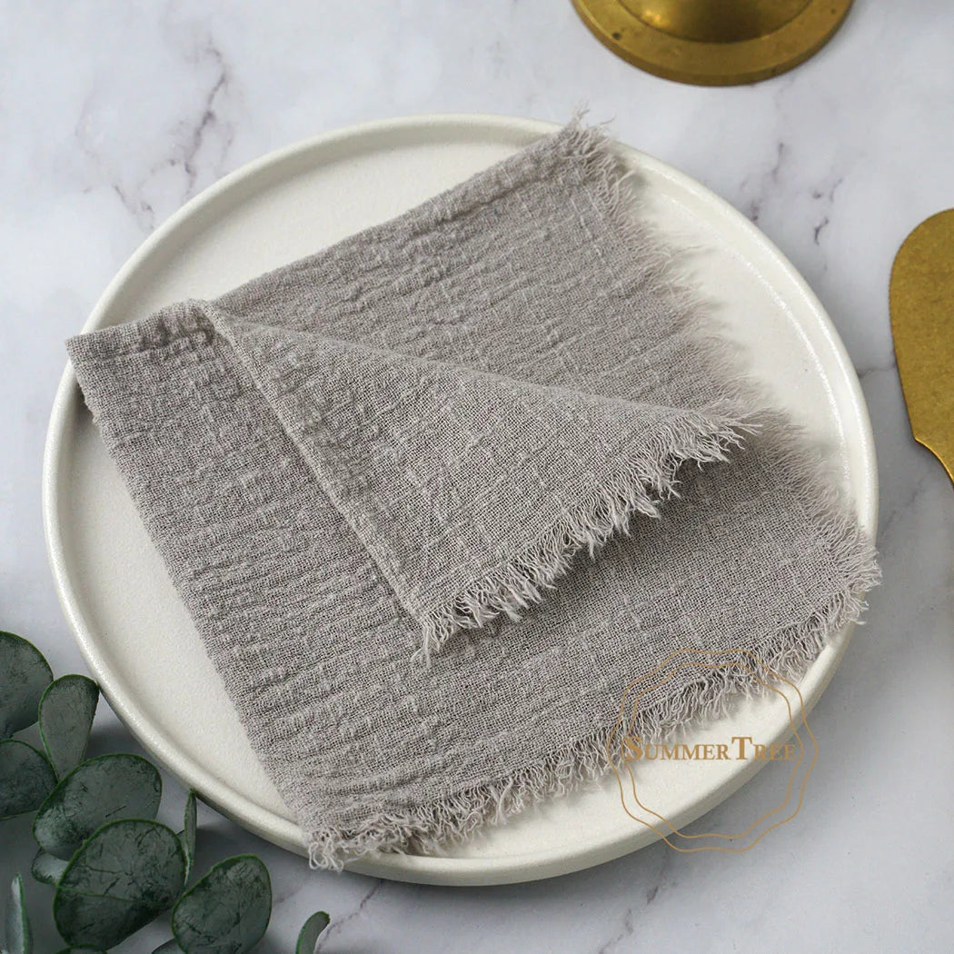 10pcs 32x32cm Cotton Gauze Napkins Retro Burr Design Napkin for Vintage Wedding Receptions Banquets Christmas Table Decoration