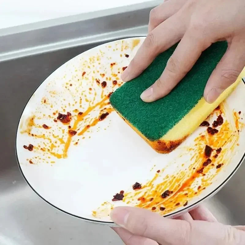 100/1Pcs Kitchen Dishwashing Soft Sponge Absorbent Clean Rub Pot Rust Scouring Pad Removing Kits Household Cleaning Brush Sponge