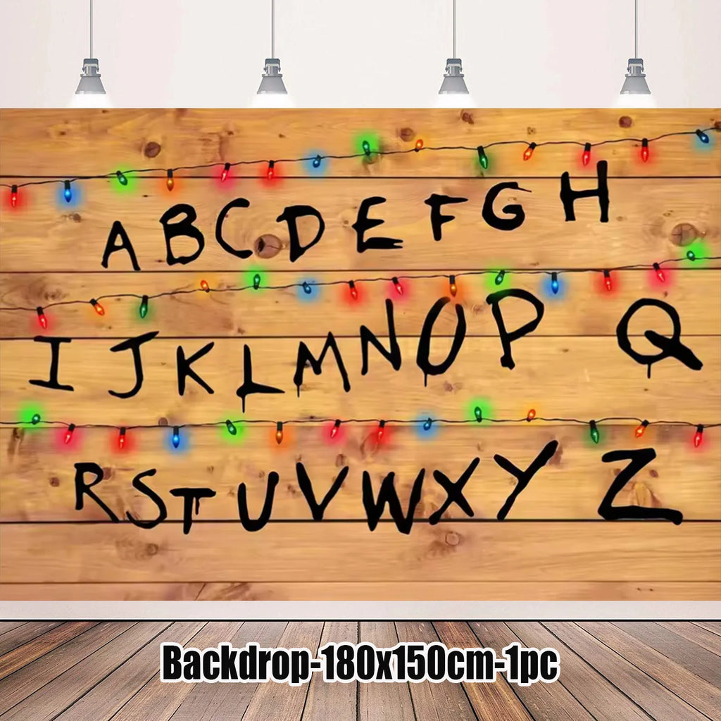 Stranger Theme Birthday Party Tableware Decoration American TV Paper Plate Napkin Banner Lights Alphabet Backdrops Kids Supplies