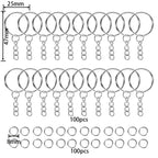 100Pcs 25mm Key Rings with 100pcs 8mm Jump Rings Connectors for DIY Keychain Lanyard Jewelry Making Supplies