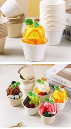 5/10/20/50pcs 5OZ Ice Cream Cup Environmentally Friendly Degradable Disposable Celebrity Dessert Pulp Light Food Paper Bowl