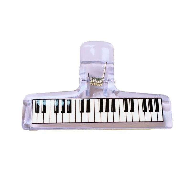 1Pc Music Style Piano Pattern Transparent Acrylic Clip Piano Score Fixed Binder Clamp Office Folder Student Test Paper Organizer