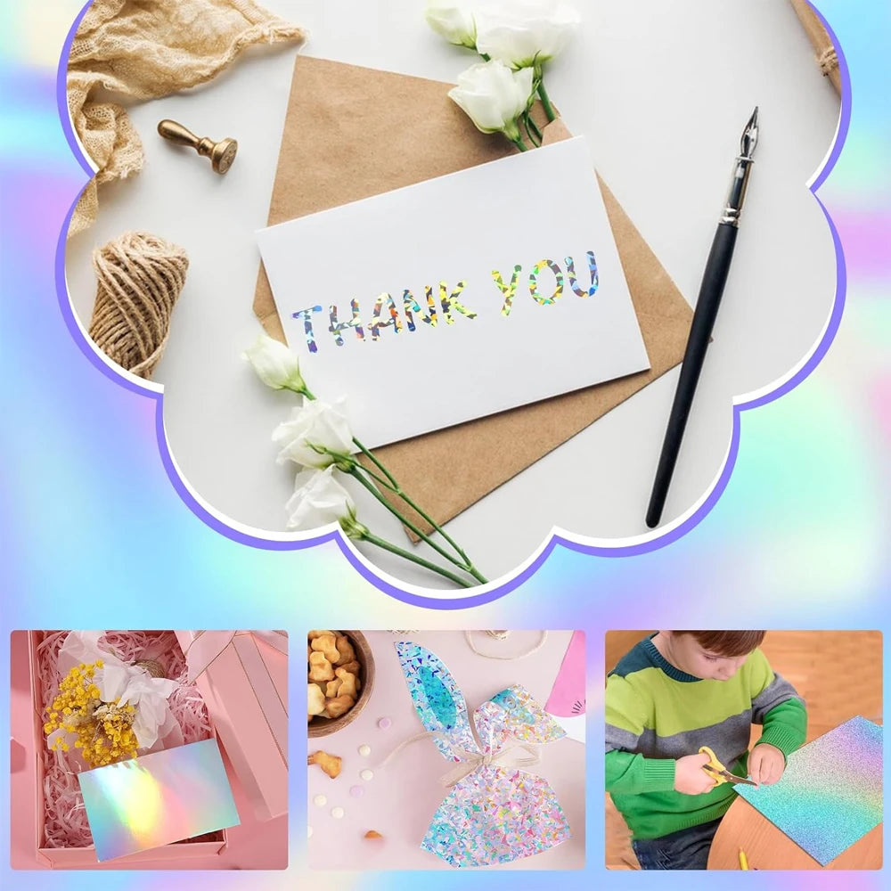 20 Sheets Holographic Cardstock 8.5 x 11, 250gsm Metallic Cardstock Glitter Shiny Iridescent Mirror Paper for Scrapbooking DIY