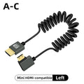 8K UHD Cable High Speed HDMI-compatible Mini/Micro HDMI-compatible Coiled Cord for HDTV Laptop PC PS4 Camera DV Monitor Display