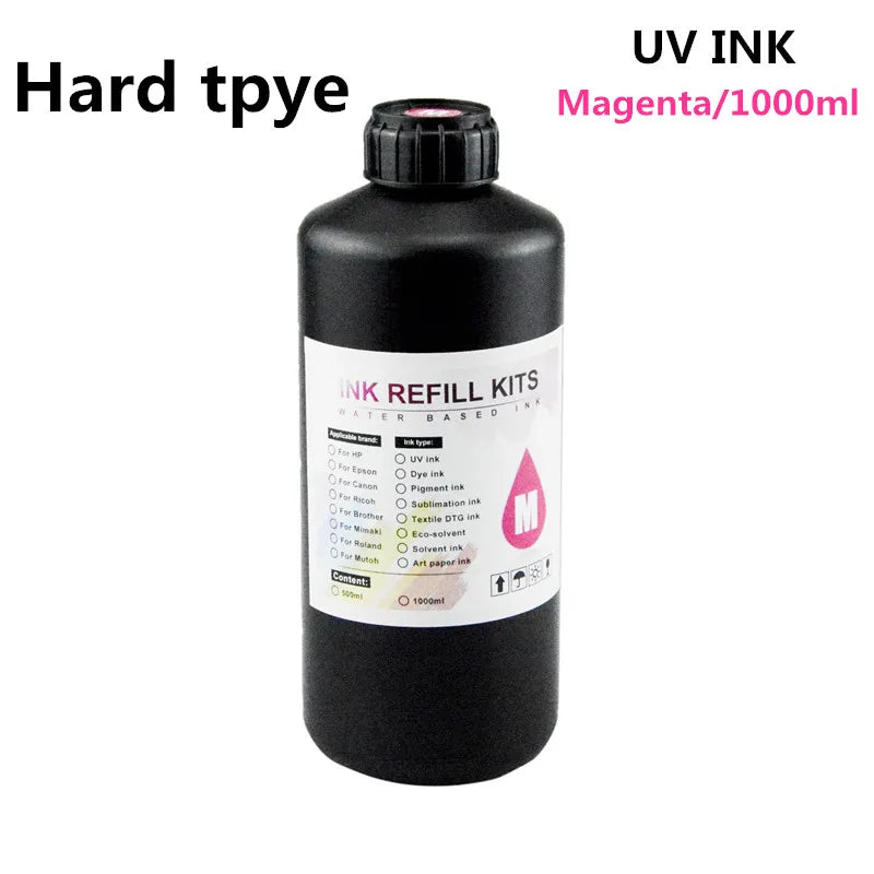 UV Hard Ink 1000ML UV Ink For Epson XP600 TX800 XP-600 L800 L805 L1800 R290 R300 1390 1400 1410 1430 DX5 DX7 DX10 UV Printer