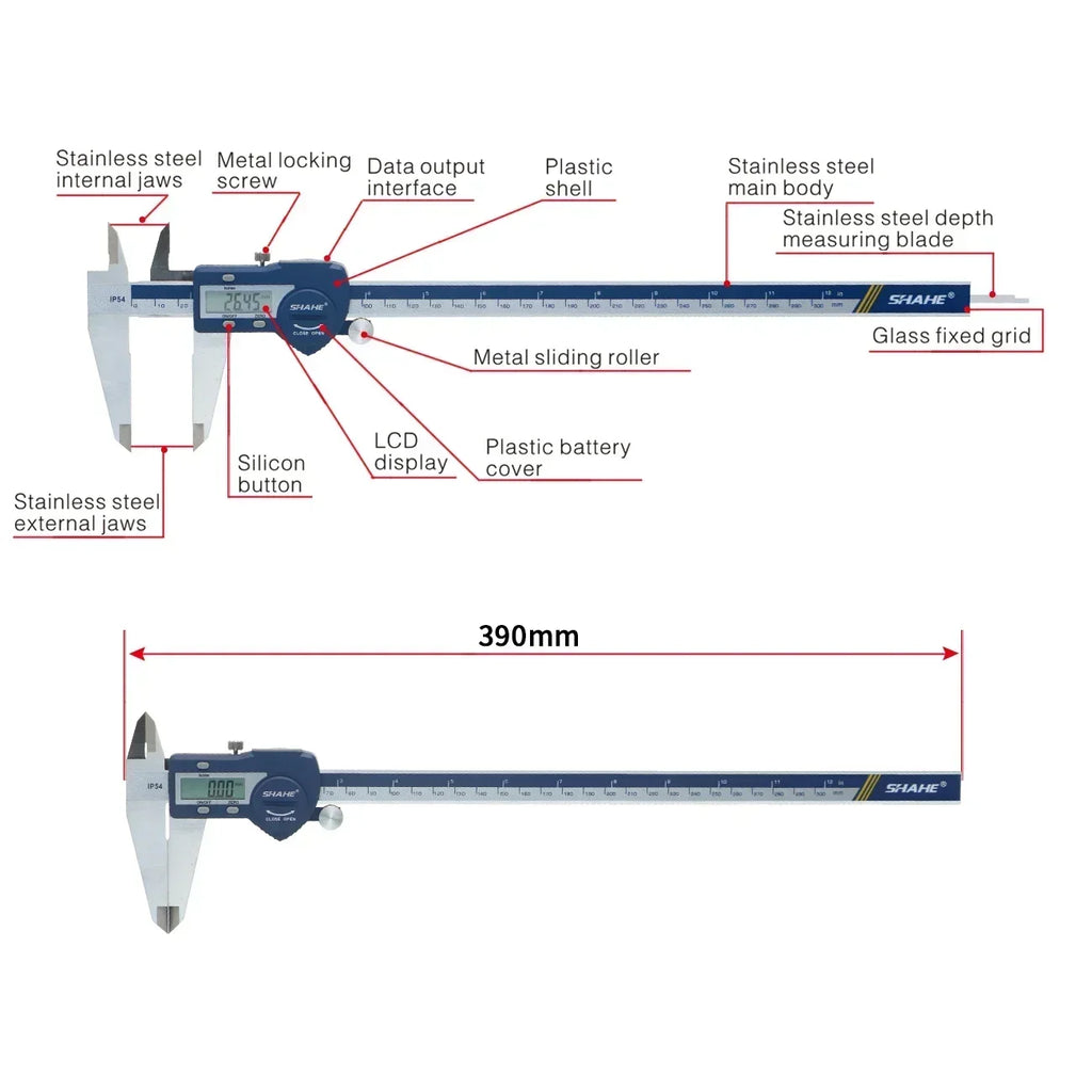SHAHE Precision Electronic Digital Caliper 150/200/300 MM Electronic Digital Caliper Steel Vernier Caliper Paquimetro Digital