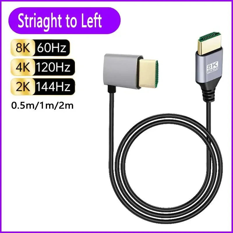 8K 90 degree HDMI-Compatible 2.1V Cable Cord 8K 60Hz 4K 120Hz 48Gbps EARC ARC HDCP Ultra High Speed HDR for Projector PS4 PS5