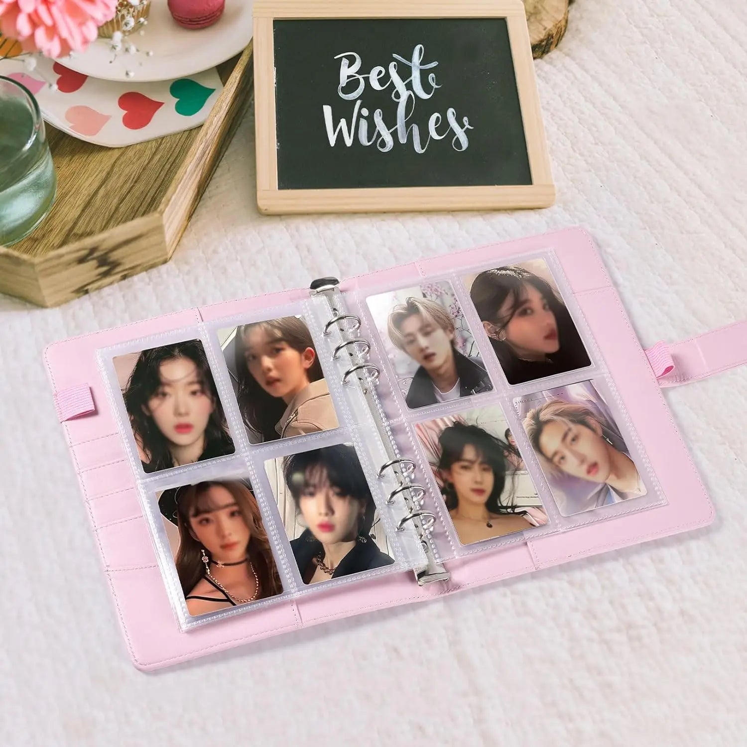 A5 Notebook Photocard Binder with 10 Pockets Sleeves, 6 Ring  PU Leather Binder Loose Leaf Personal Organizer Photo Binder Book
