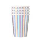 Iridescent Silver Holographic Party Tableware Set Disposable Paper Plates Cups Tablecloth for Birthday Wedding Y2K Disco Decor