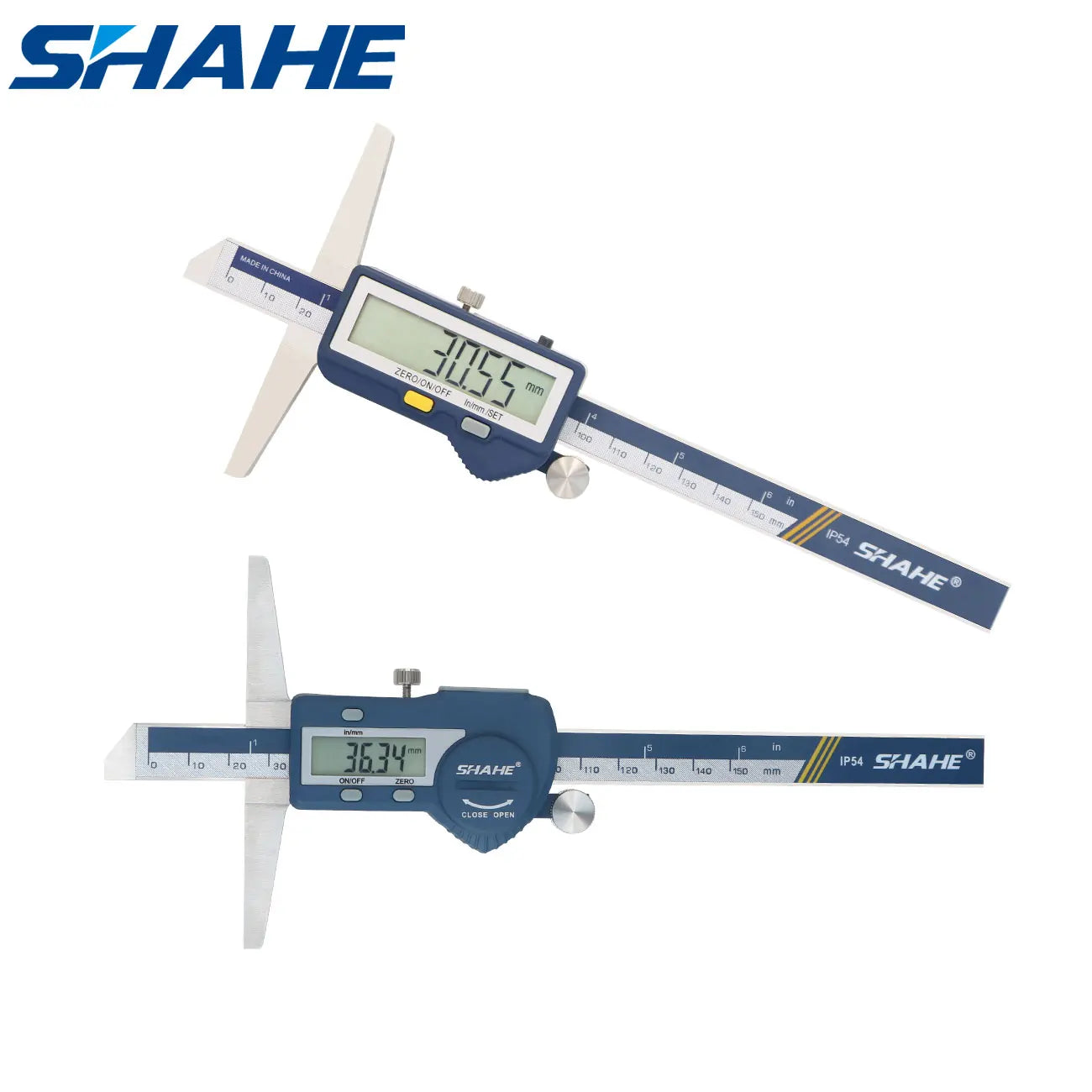 SHAHE Depth Vernier Caliper Micrometer 150/200/300 Mm Digital Vernier Caliper Stainless Steel Electric Digital Depth Gauge