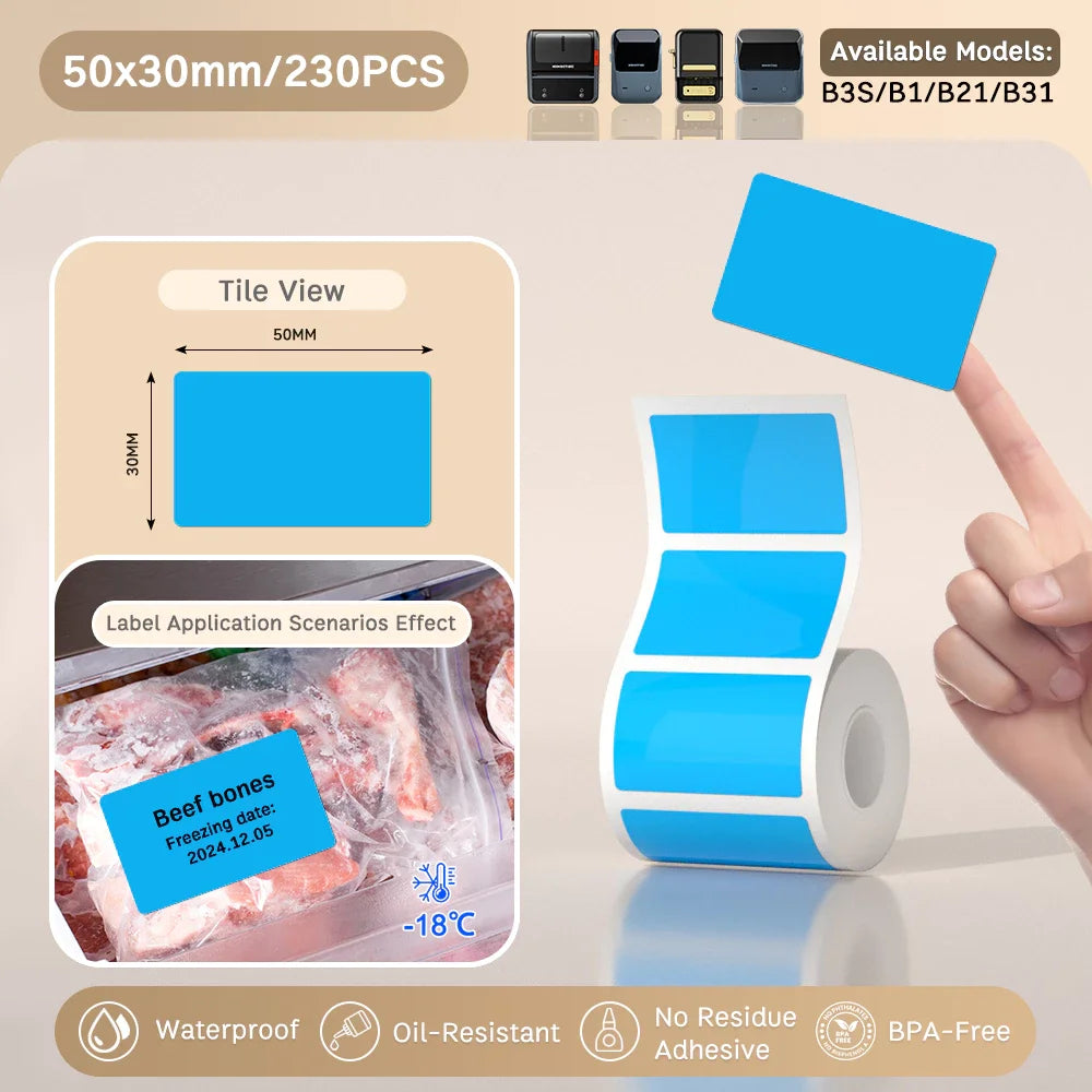 NIIMBOT B21/B203/B3S Colored Label Machine Printing Paper Self Adhesive Label Waterproof Oil Resistant Tear Resistant Label