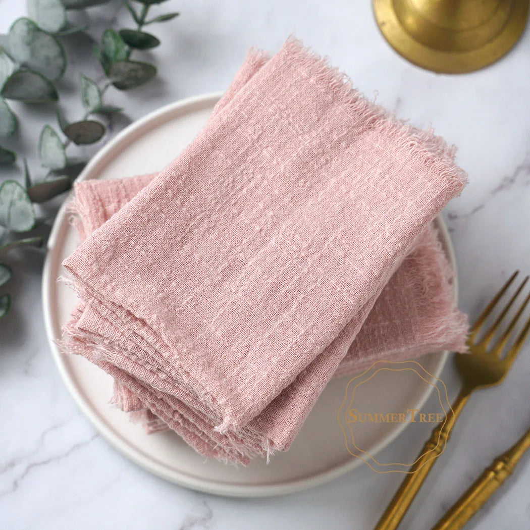 10pcs 32x32cm Cotton Gauze Napkins Retro Burr Design Napkin for Vintage Wedding Receptions Banquets Christmas Table Decoration