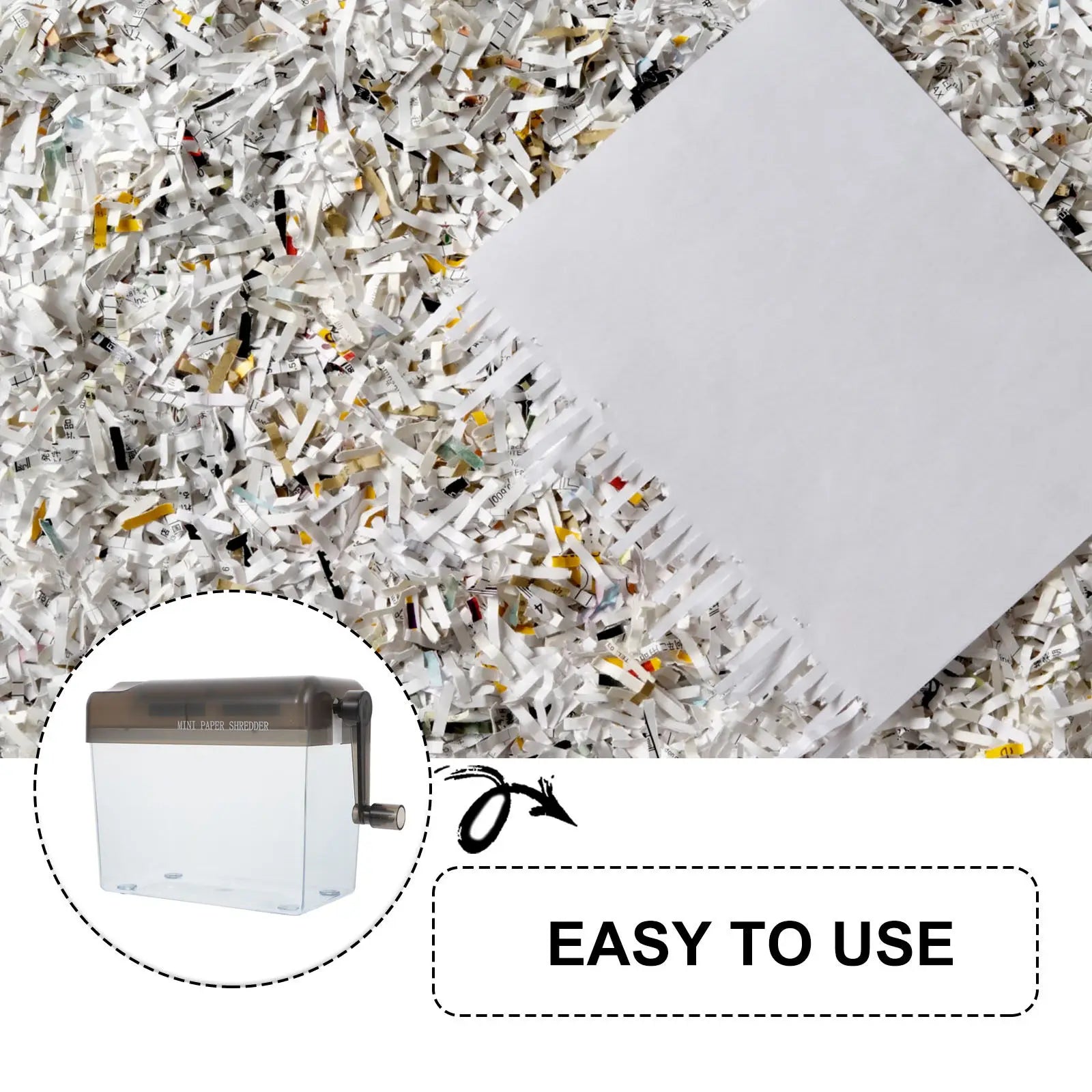 1Pcs Mini Hand Shredder Manual Paper Shredder for Home Office School Lightweight Portable Desktop Document A6 Paper