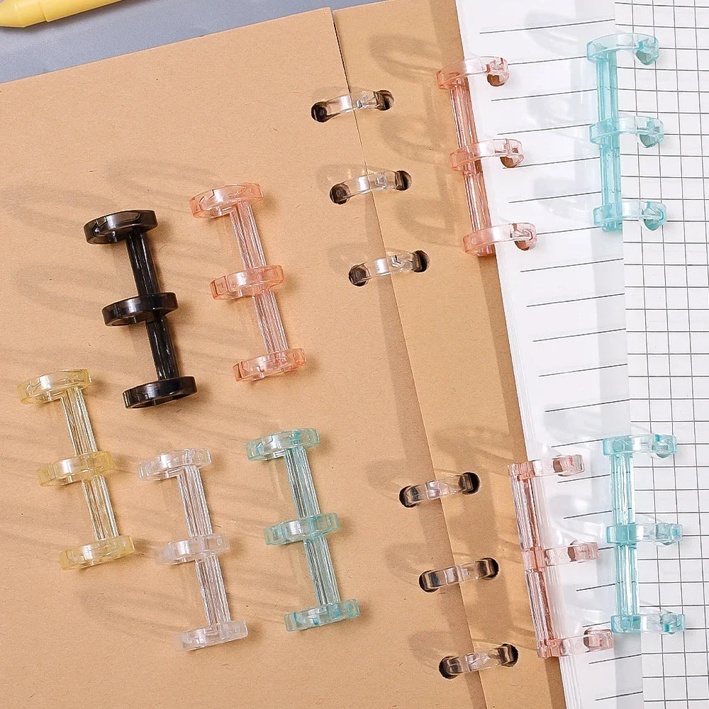Loose Leaf Binders 5 Colors 3-hole Book Rings Translucent Binding Spines Combs Snap Split for DIY Diary Scrapbook School Supply