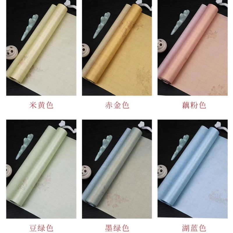 Sumi Art Wax Dye Pearlescent Ink Colorful Half Ripe Rice Paper Xuan Paper Scroll Multicolor Brush Calligraphy Creation Work Roll