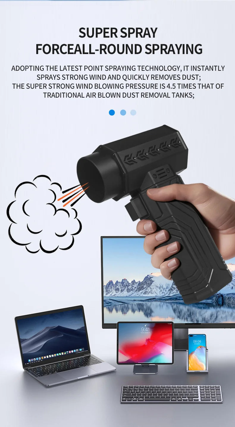 New 900000RPM Powerful Air Blower 10000MAH 600g Thrust 198km/h Wind Brushless Mini Turbo Fan Duster Leaf Removal Dryer Computer