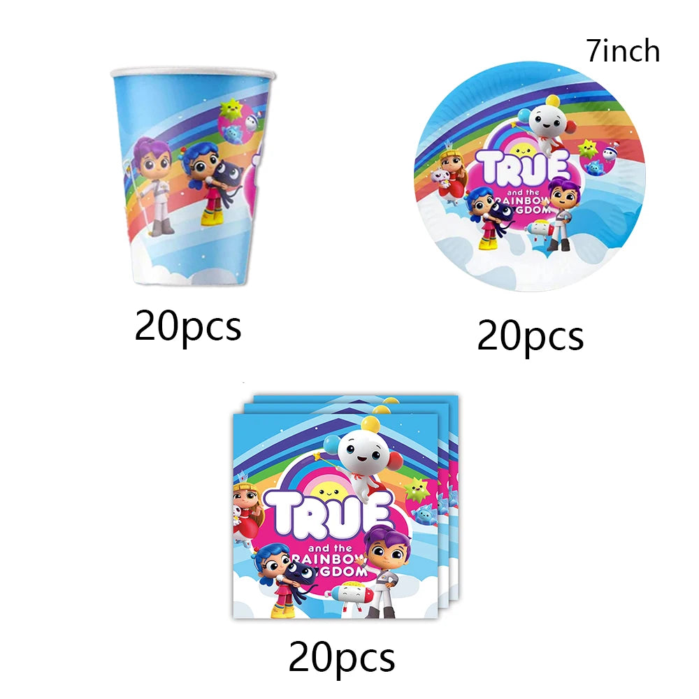 True Rainbow Kingdoms Birthday Party Decoration Disposable Tableware Balloons Paper Plate Napkins kids Baby Shower Supplies