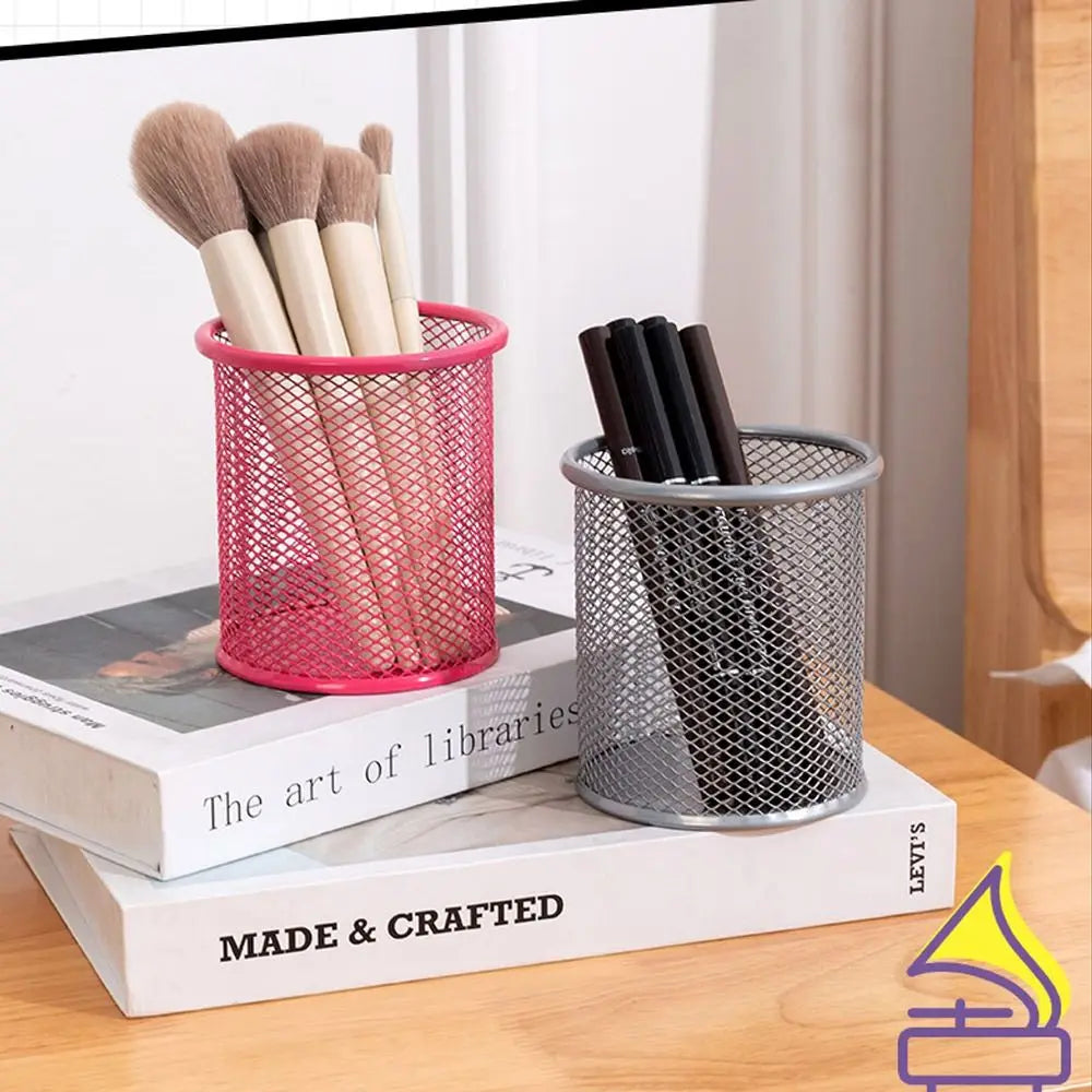 Multifunction Round/Square Mesh Pen Pot Multicolor Pen Holder Desk Tidy Stationery Organiser Pencil Storage Stationery Organiser
