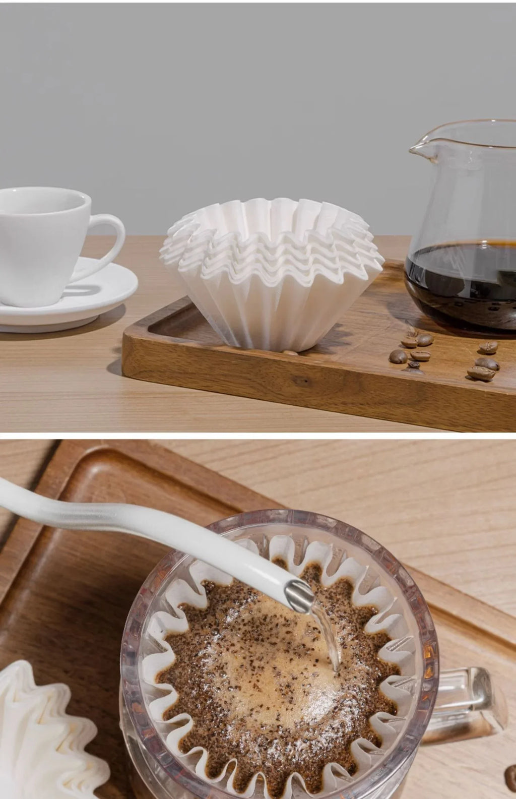 YRP Coffee Filter Papers 50 Sheets 1-2Cups 3-4Cups Paper Filter #155  #185 Pour Over Coffee Dripper & Wave Dripper Barista Tools
