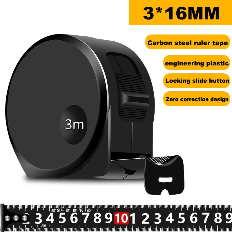 1Pcs 3/5/7/10M Black Steel Material Measuring Tape Measure Multifunctional Household Woodworking Mini Measuring Tools