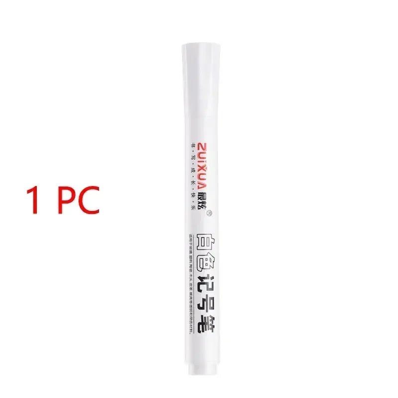 White Marker Pens set 2.0mm Oily Waterproof White Gel Pen DIY Graffiti Sketching Marker Stationery Writing School Supplies brush
