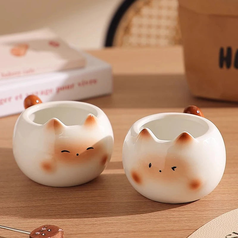 1Pc Siamese Cat Coffee Cup, Creative Cute Kitten Mug, High-Quality Exquisite Cup, Suitable for Coffee Shop Latte Art, Office, Living Room, Home, Bedroom Drinking Cup, Afternoon Tea Flower Tea Black Tea Cup, Gift
