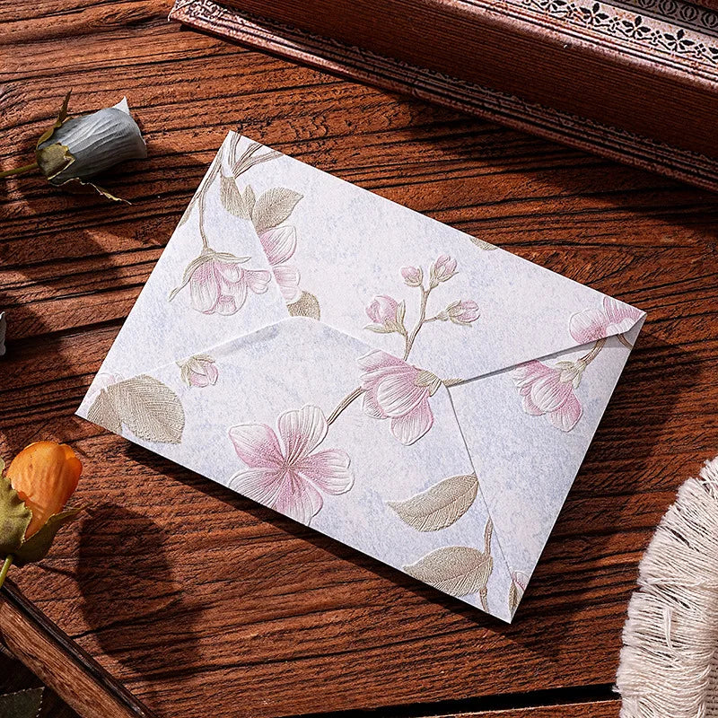 10pcs Oriental Yunjin Brocade Vintage Embossed Letter Envelope Elegant Envelope for Invitation Complete Luxury Set for Weddings