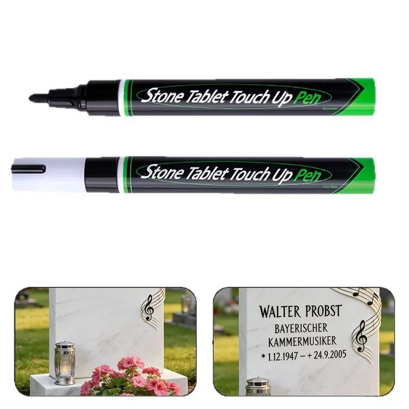Tombstone Marker Inscription Restoration Pen Oil Based Quick Dry Weatherproof Touch Up Paint Pen For Granite Stone