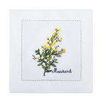 New Embroidered Herb Cocktail Napkin, Pure Linen, Lavender, Rosemary, Mint，Sage，Natural, Elegant, Tea Napkin, 15x15cm,