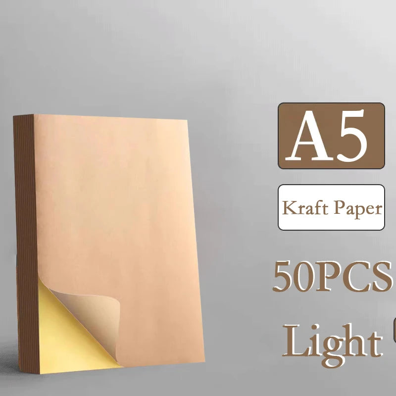 A4/A5 20/50pcs Brown Self-Adhesive Paper Sticker For Inkjet Laser Printer Copier Light Dark Adhesive Backed Kraft Paper  Label
