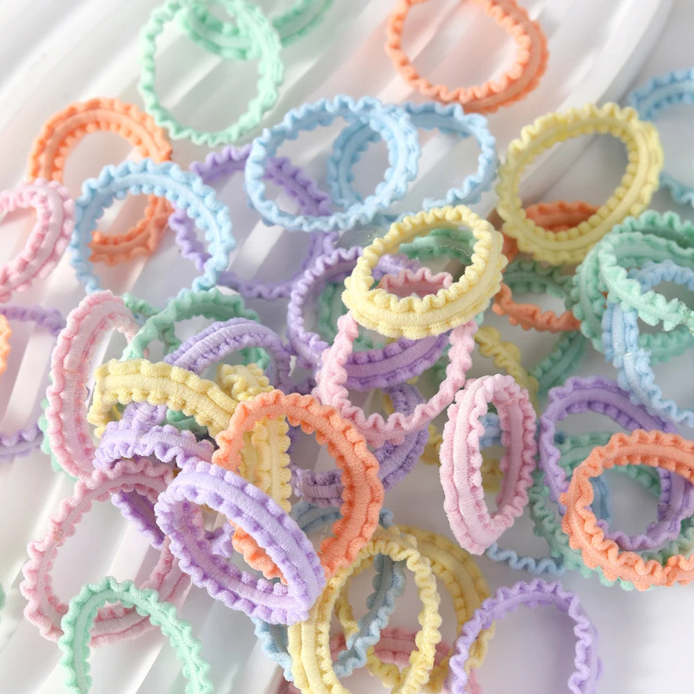 50Pcs Children Small Rubber Bands Girls Hair Ties Headbands Non Damaging Tie Ponytail High Elastic Durable Scrunchies Hair Rope