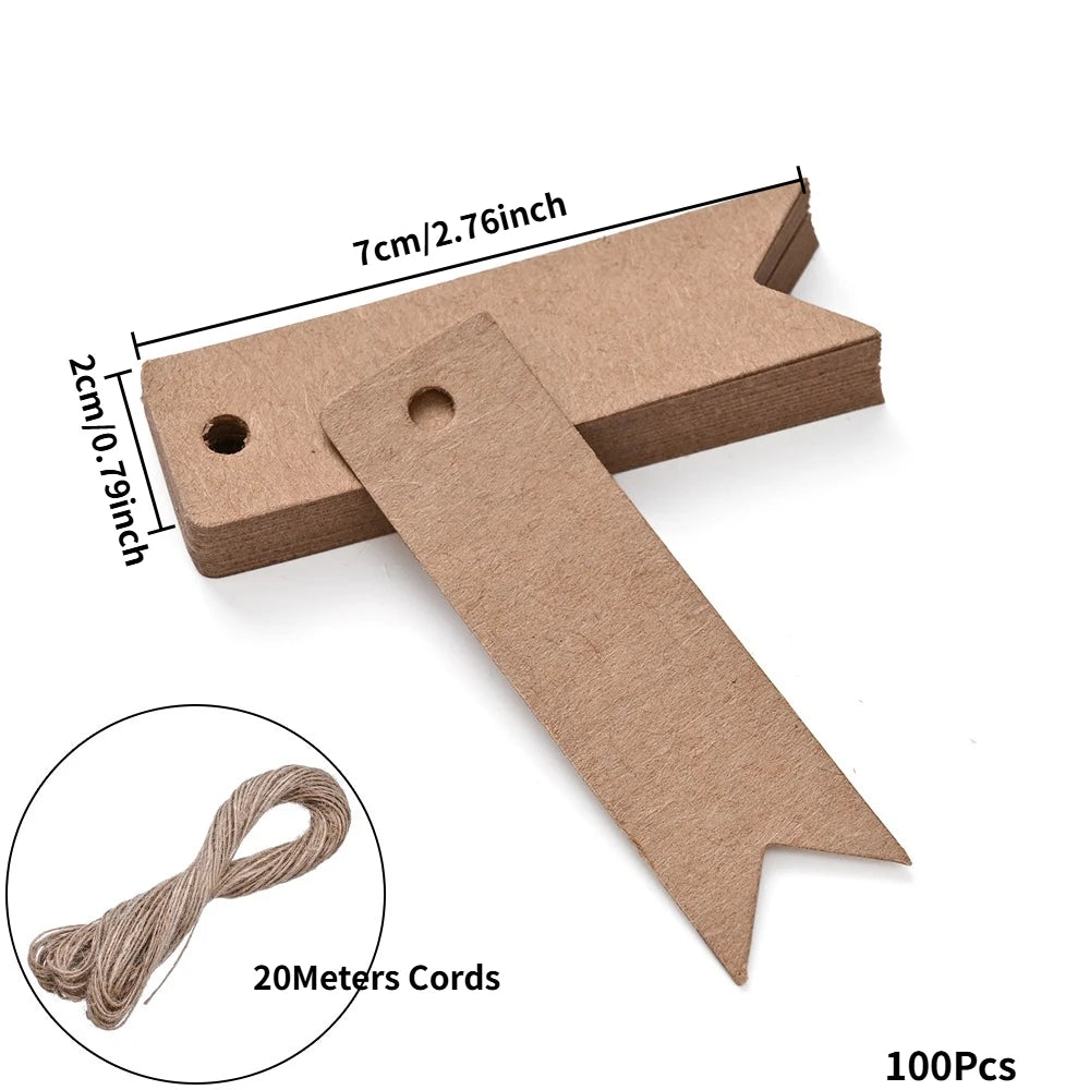 Kraft Paper Tags With Strings Handmade With Hang Garment Tags For Jewelry Crafts Price Candy/Gift/Cookies Display Label Card
