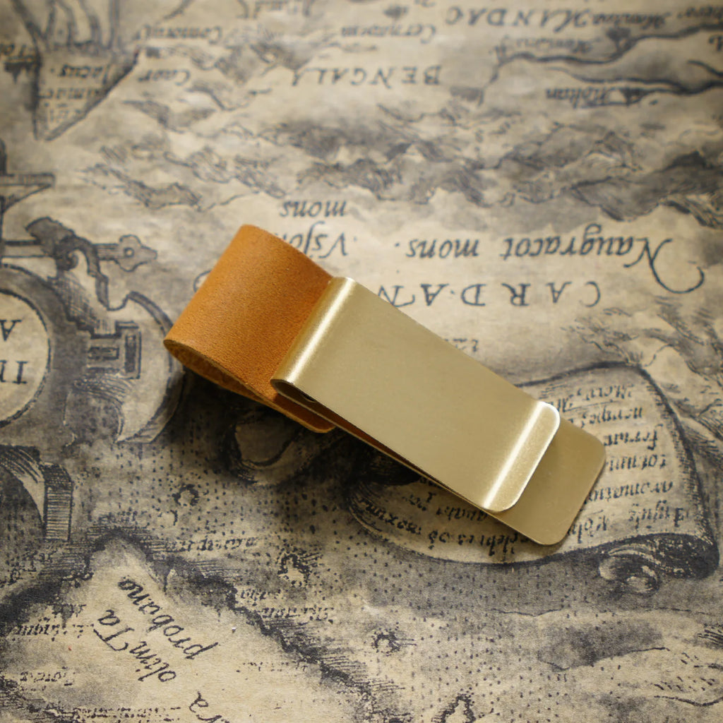 Metal Leather Pen Holder Brass and Stainless Steel Pencil Clip for Genuine Leather Notebook Journal Diary